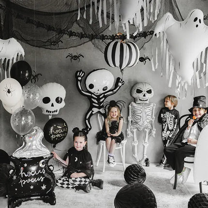 Balony na Halloween Czarne Białe Pająki 30cm 6szt