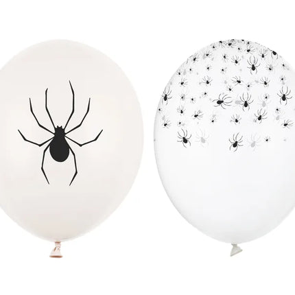 Balony na Halloween Białe Czarne Pająki 30cm 50szt