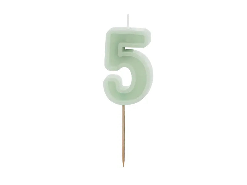 Świeca na 5 lat Miętowa Zieleń 10cm