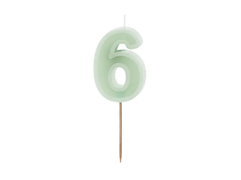Świeczka na 6 lat Miętowa Zieleń 10cm