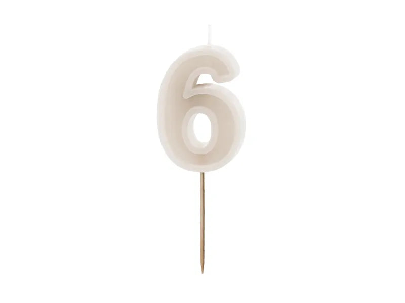 Świeca 6-letnia beżowa 10 cm