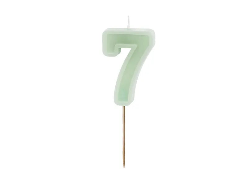 Świeca na 7 lat Miętowa Zieleń 10cm