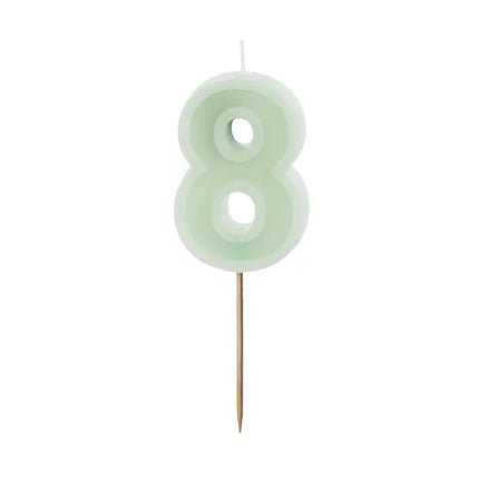 Świeczka na 8 lat Miętowa Zieleń 10cm