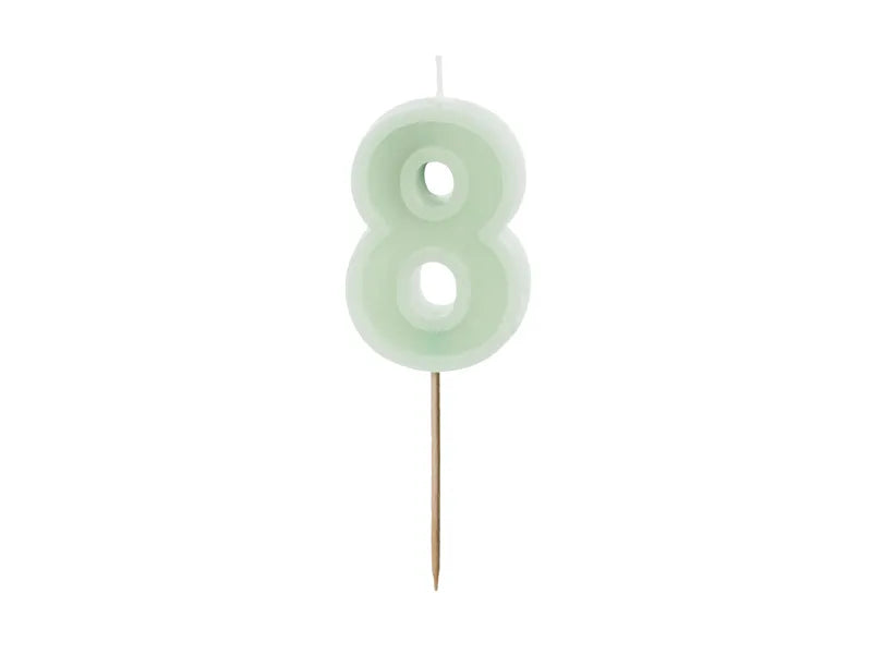 Świeczka na 8 lat Miętowa Zieleń 10cm