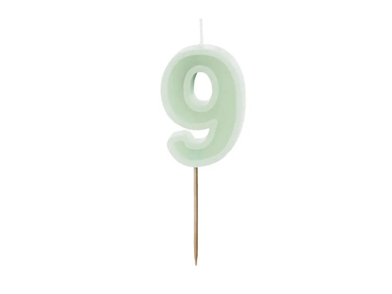 Świeczka na 9 lat Miętowa Zieleń 10cm