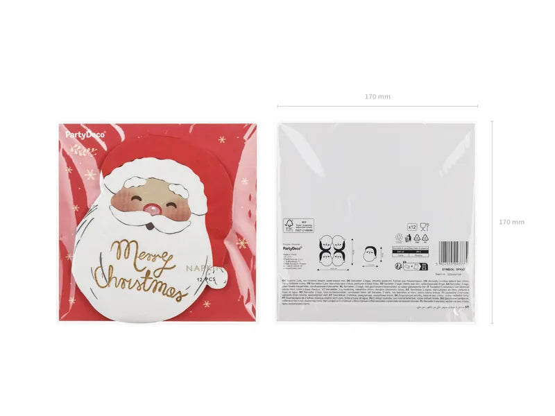 Serwetki świąteczne Santa 16cm 12szt