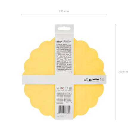 Żółte talerze z postrzępioną krawędzią 22cm 4szt