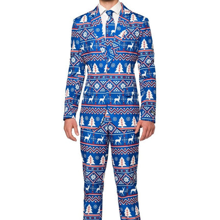 Blauw Pak Kerstmis van Suitmeister koop je bij Partywinkel