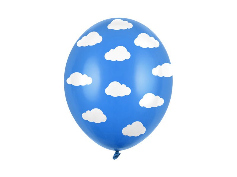 Blauwe Ballonnen Witte Wolken 30cm 6st van Partydeco koop je bij Partywinkel