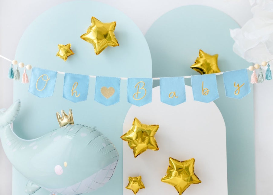Blauwe Banner Oh Baby 2,5m van Partydeco koop je bij Partywinkel