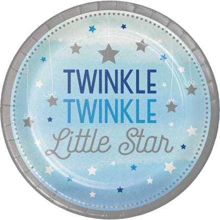 Blauwe Borden Twinkle Twinkle Little Star 23cm 9st van Creative Converting koop je bij Partywinkel