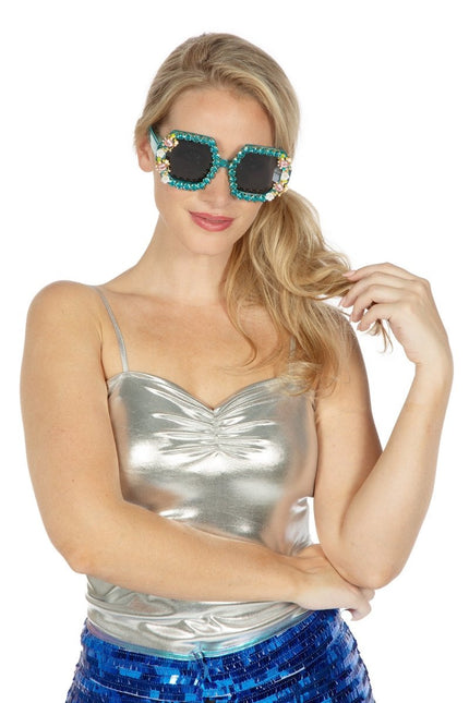 Blauwe Bril Strass Bloemetjes van Wilbers & Wilbers koop je bij Partywinkel