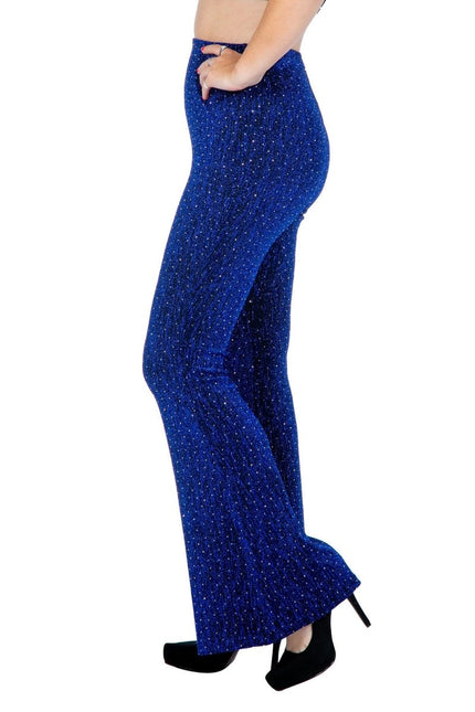 Blauwe Broek Dames Flared Glitter van Wilbers & Wilbers koop je bij Partywinkel