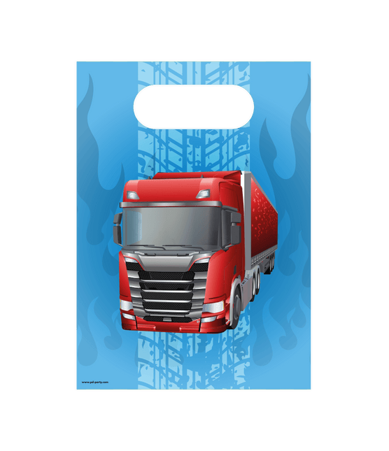 Blauwe Cadeautasje Trucks 23cm - Partywinkel - 8716764237843