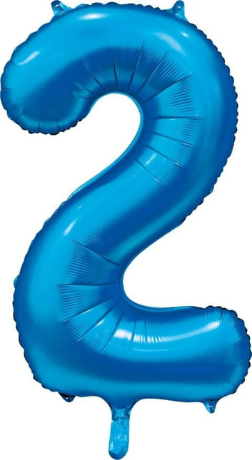 Blauwe Cijfer Ballon 2 Jaar Glans 86cm van WeFiesta koop je bij Partywinkel