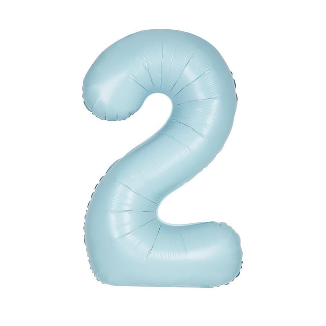 Blauwe Cijfer Ballon 2 Jaar Matte 86cm van Unique koop je bij Partywinkel