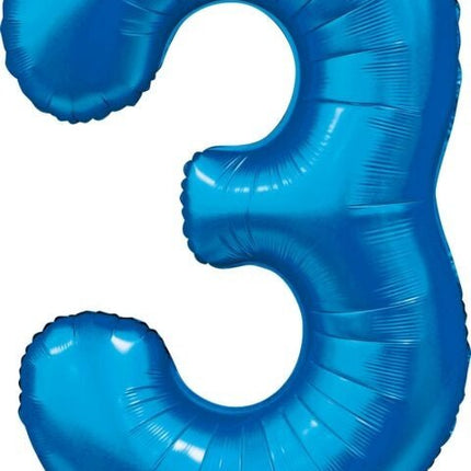 Blauwe Cijfer Ballon 3 Jaar Glans 86cm van WeFiesta koop je bij Partywinkel