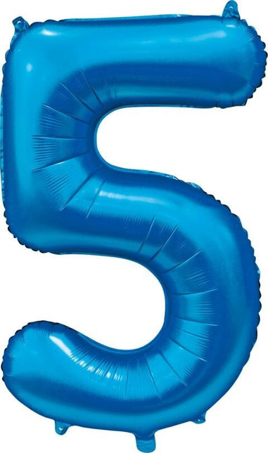 Blauwe Cijfer Ballon 5 Jaar Glans 86cm van WeFiesta koop je bij Partywinkel