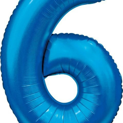 Blauwe Cijfer Ballon 6 Jaar Glans 86cm van WeFiesta koop je bij Partywinkel