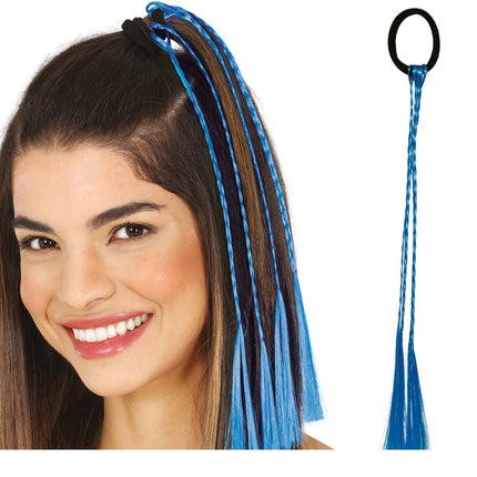 Blauwe Hair Extension 35cm 3st - Partywinkel - 8434077481417