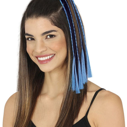 Blauwe Hair Extension 35cm 3st - Partywinkel - 8434077481417