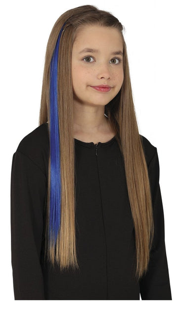 Blauwe Hair Extension 50cm 3st - Partywinkel - 8434077481387