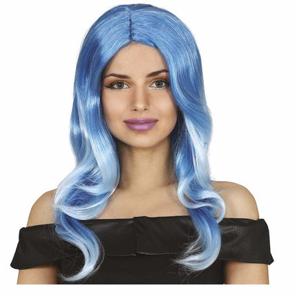 Blauwe Pruik Lang Haar van Fiestas Guirca koop je bij Partywinkel