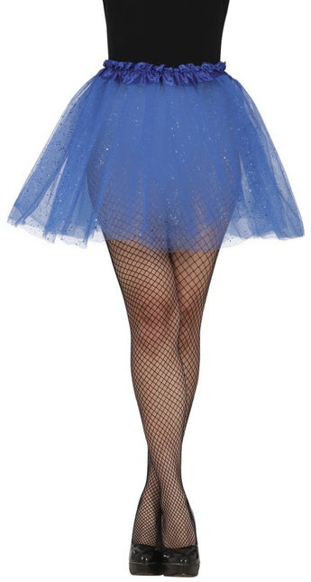 Blauwe Tutu Dames Glitter 40cm van Fiestas Guirca koop je bij Partywinkel