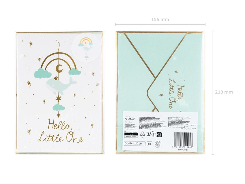 Blauwe Uitnodigingen Hello Little One 14x20cm 11st van Partydeco koop je bij Partywinkel