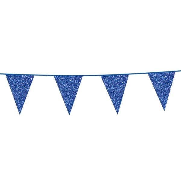 Blauwe Vlaggenlijn Glitter 6m van WeFiesta koop je bij Partywinkel