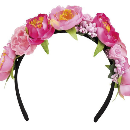 Bloemen Haarband Roze Diadeem van Boland koop je bij Partywinkel