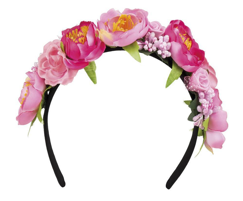 Bloemen Haarband Roze Diadeem van Boland koop je bij Partywinkel