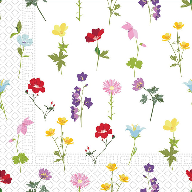 Bloemen Servetten Wit 33cm 20st van Procos koop je bij Partywinkel