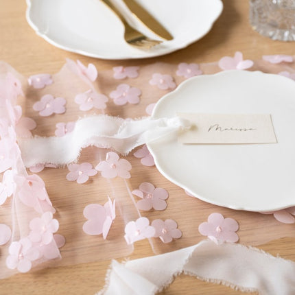 Bloemen Tafelloper Lichtroze 5m van Partydeco koop je bij Partywinkel