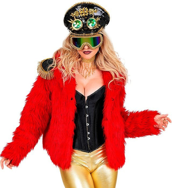 Bontjas Dames Pluche Rood van Widmann koop je bij Partywinkel