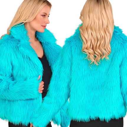 Bontjas Dames Pluche Turquoise van Widmann koop je bij Partywinkel