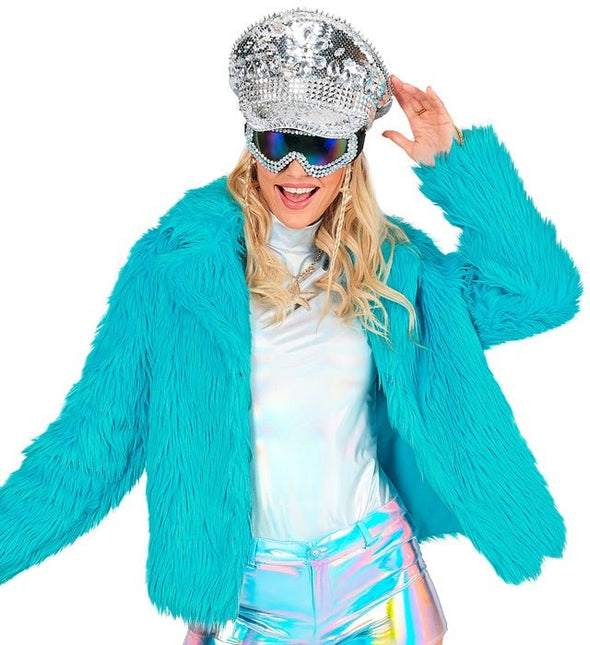 Bontjas Dames Pluche Turquoise van Widmann koop je bij Partywinkel