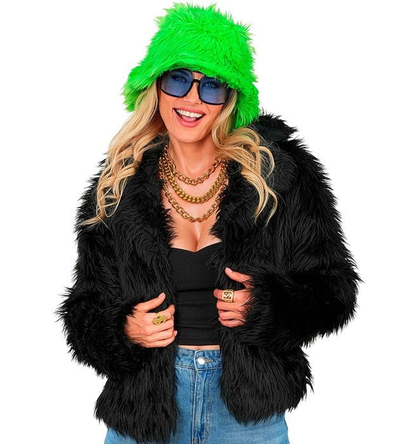 Bontjas Pluche Dames Zwart van Widmann koop je bij Partywinkel