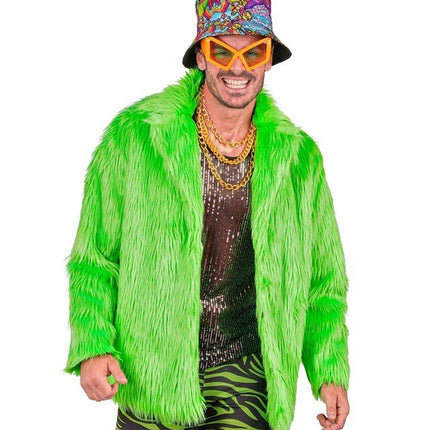 Bontjas Pluche Neon Groen van Widmann koop je bij Partywinkel