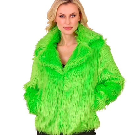 Bontjas Pluche Neon Groen Dames van Widmann koop je bij Partywinkel