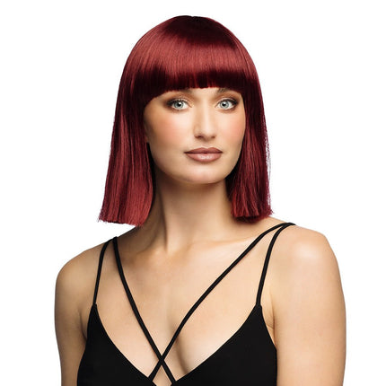 Bordeaux Rode Pruik Bob Met Pony van Boland koop je bij Partywinkel