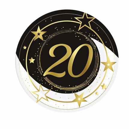 Borden 20 Jaar 23cm 6st van Fiestas Guirca koop je bij Partywinkel