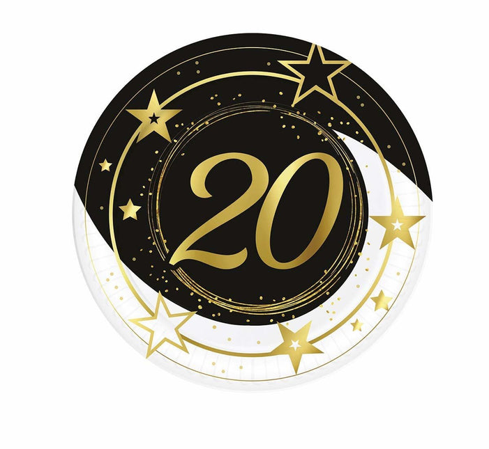 Borden 20 Jaar 23cm 6st van Fiestas Guirca koop je bij Partywinkel