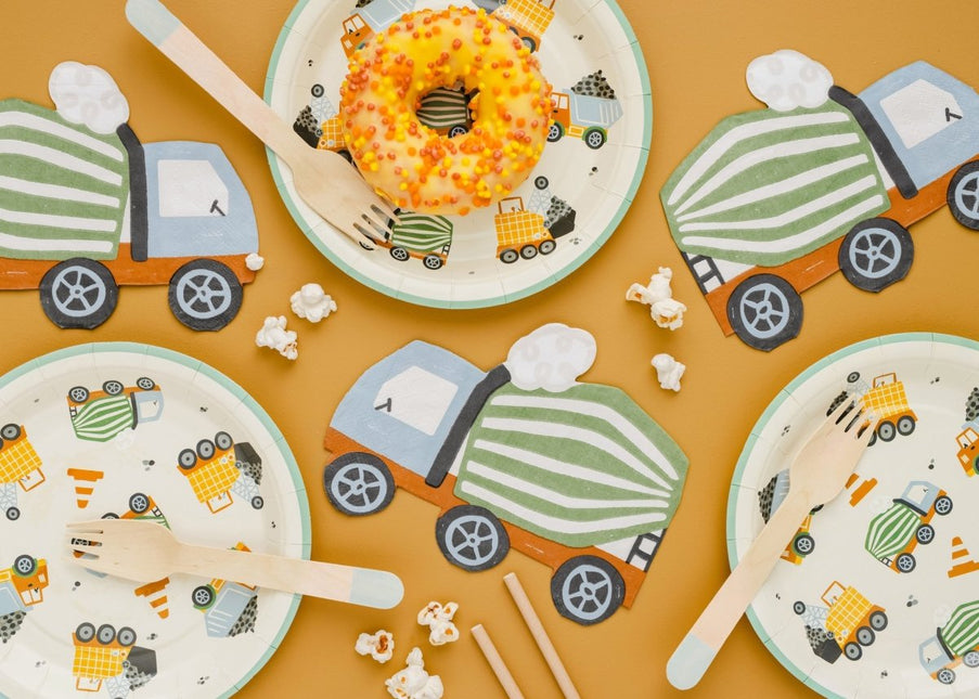 Borden Bouwvoertuigen 18cm 6st van Partydeco koop je bij Partywinkel