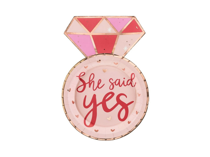 Borden Ring She Said Yes 18cm 6st van Partydeco koop je bij Partywinkel