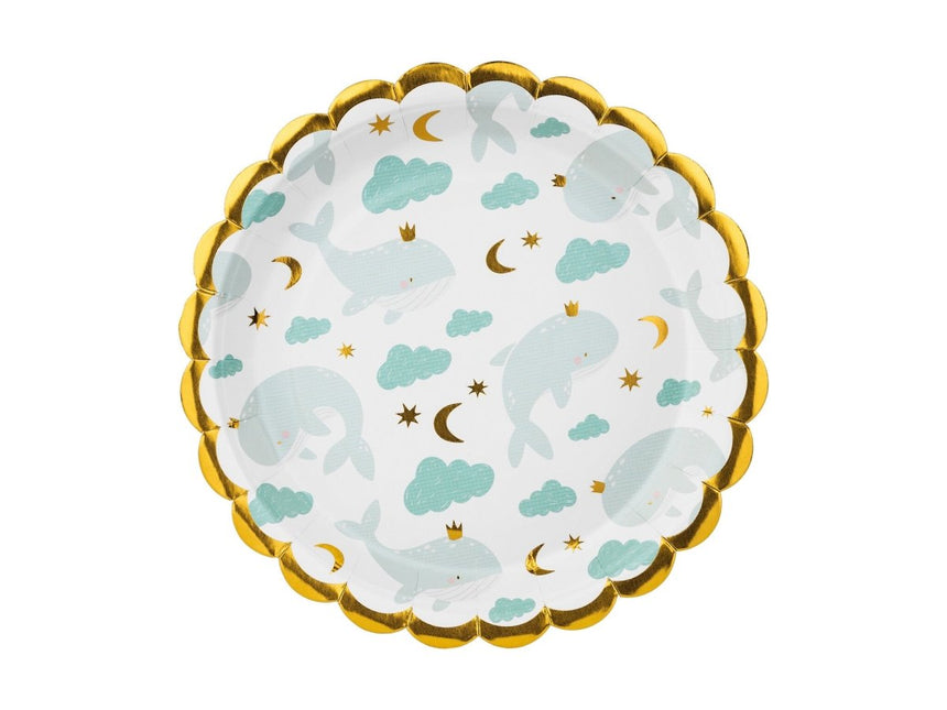 Borden Walvis 18cm 6st van Partydeco koop je bij Partywinkel