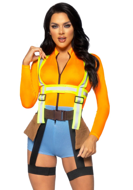 Bouwvakker Kostuum Dames Bodysuit Leg Avenue - Partywinkel - 714718562216