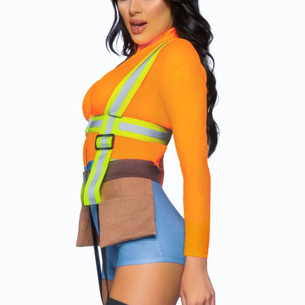 Bouwvakker Kostuum Dames Bodysuit Leg Avenue - Partywinkel - 714718562216