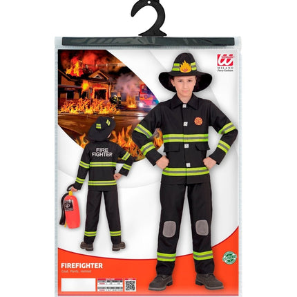 Brandweer Pak Zwart Geel Kind - Partywinkel - 8003558967957