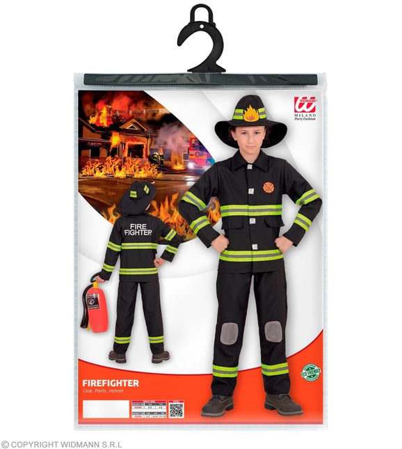 Brandweer Pak Zwart Geel Kind - Partywinkel - 8003558967957